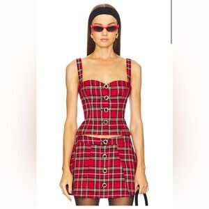 Revolve Majorelle Shane Top in Red Plaid - NWT